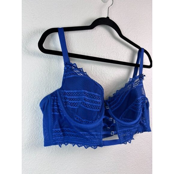Cacique 42C‎ royal blue lightly lined french balconette underwire corset bra - Picture 3 of 7